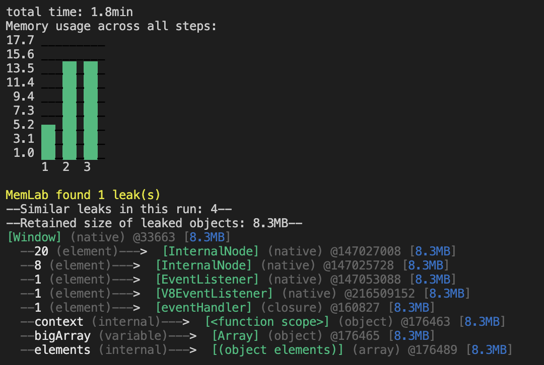 memlab run result