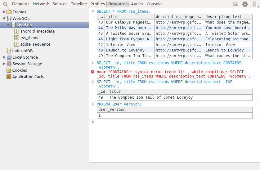 Database Inspection